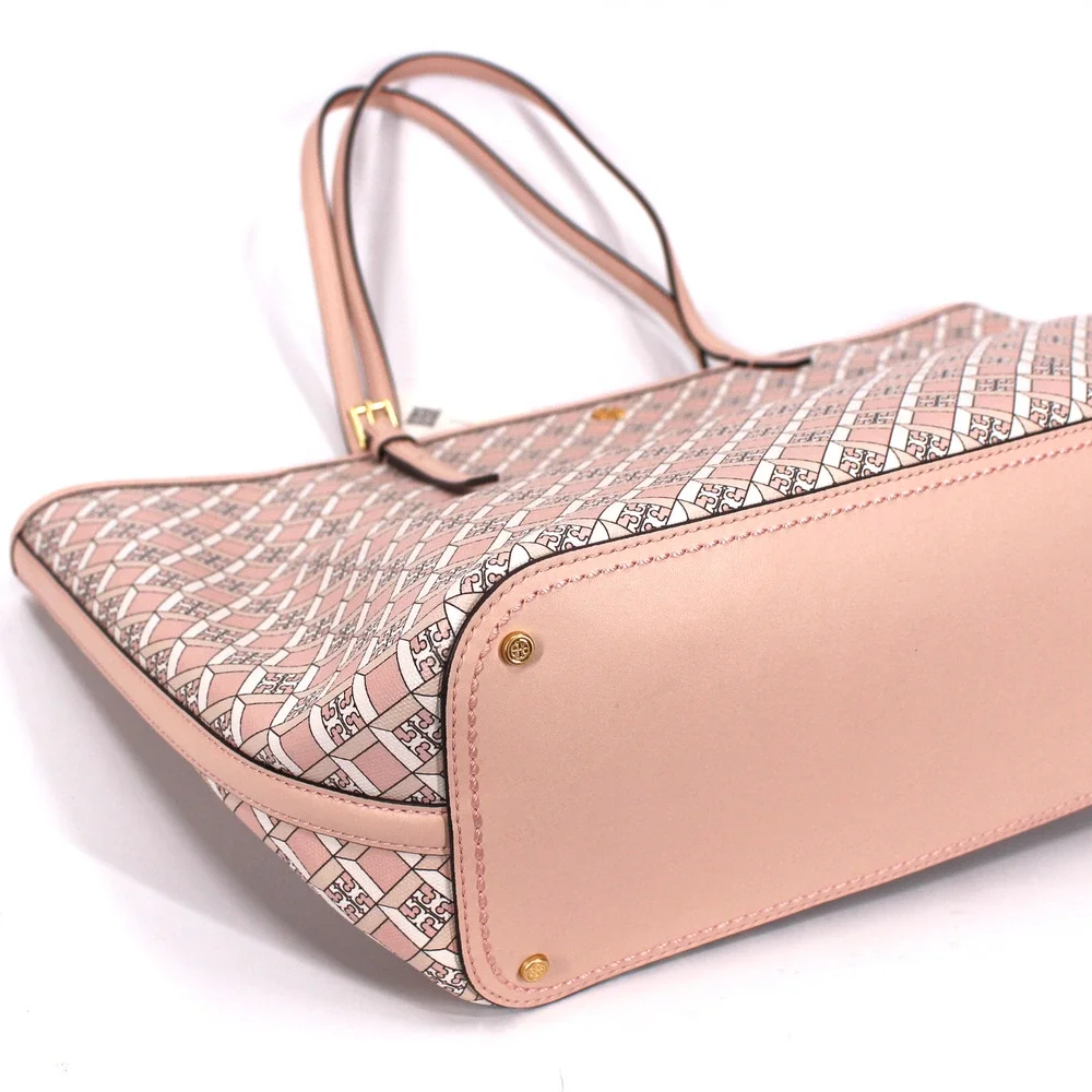 Tory Burch Geo Logo Tote NEW Zip Top Dusted Blush Pink Shoulder Bag Handbag - Picture 4 of 8